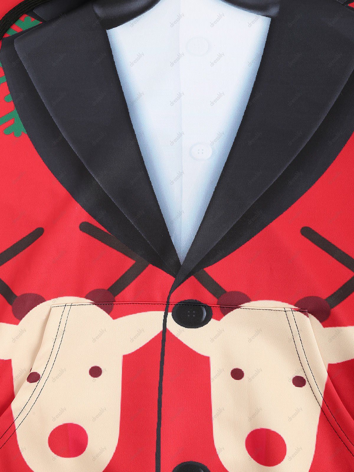 Christmas Faux Suit Print Pullover Hoodie - multicolor 3XL