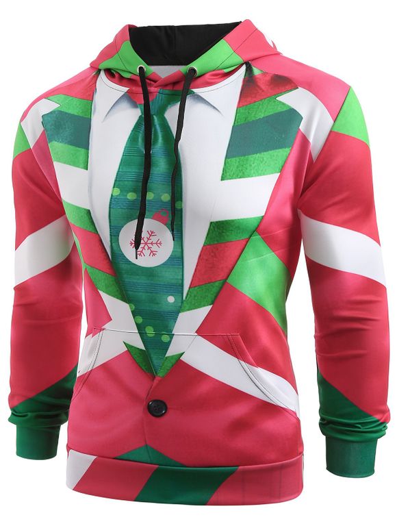 Sweat à capuche et imprimé de cravate de Noël - multicolor 2XL