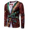Tee-shirt à manches longues 3D imprimé chaîne de Noël - multicolor L