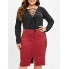 Robe Moulante de Grande Taille à Manches Longues à Lacets - multicolor 3X