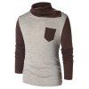 T-Shirt avec Empiècements Col Bénitier et Poche de Poitrine - café L