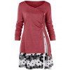 T-Shirt Tunique Floral Grande Taille - Rouge Cerise 1X
