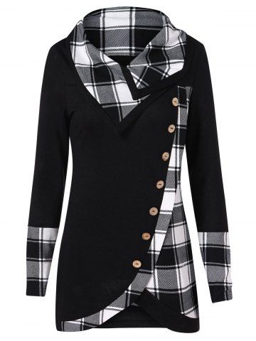 Turtleneck Tartan Tunic Sweatshirt