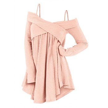 

Cold Shoulder Crisscross Tunic Sweater, Pig pink