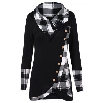 Turtleneck Tartan Tunic Sweatshirt