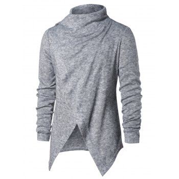 

Asymmetric Button Long Sleeve Cardigan, Gray cloud