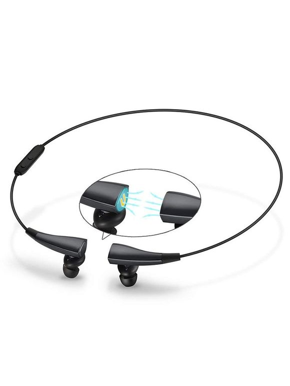Bluetooth Wireless Magnetic Sense Earphones with Mic - BLACK 
