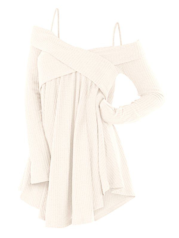 cold shoulder crisscross tunic sweater