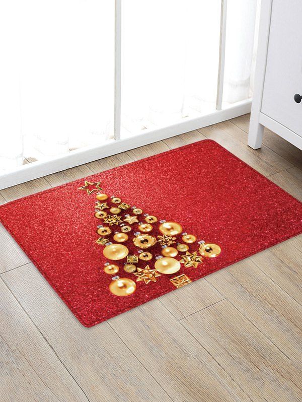 

Christmas Balls Tree Pattern Anti-skid Water Absorption Area Rug, Multi