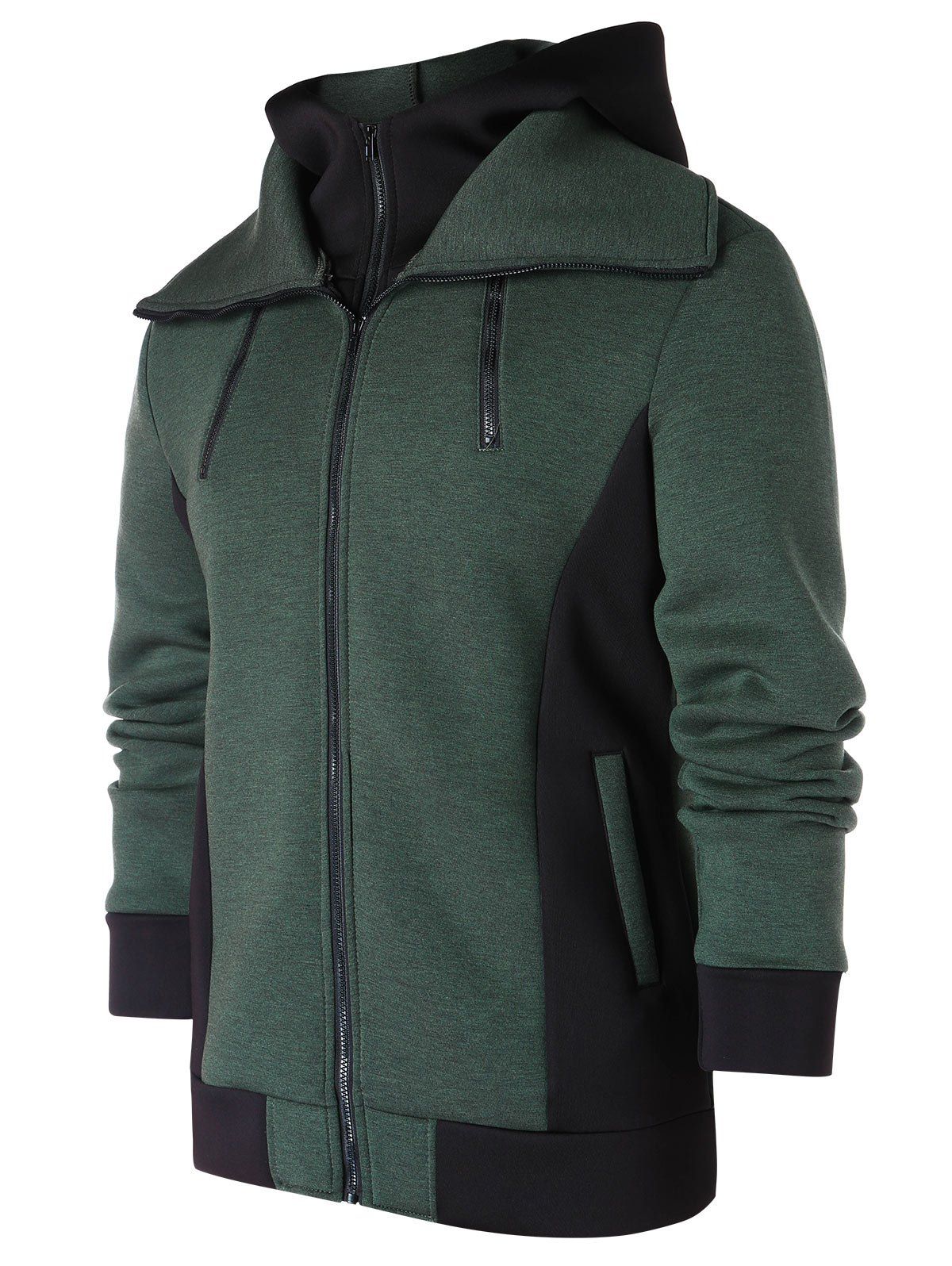 

Zip Up Faux Twinset Hoodie, Medium sea green
