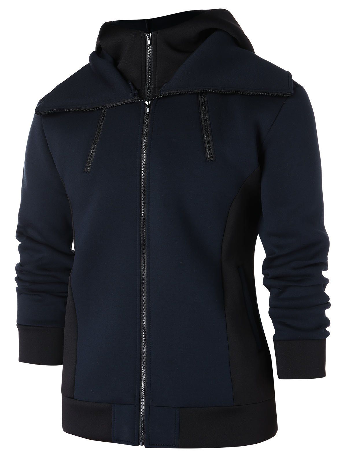 

Zip Up Faux Twinset Hoodie, Dark slate blue