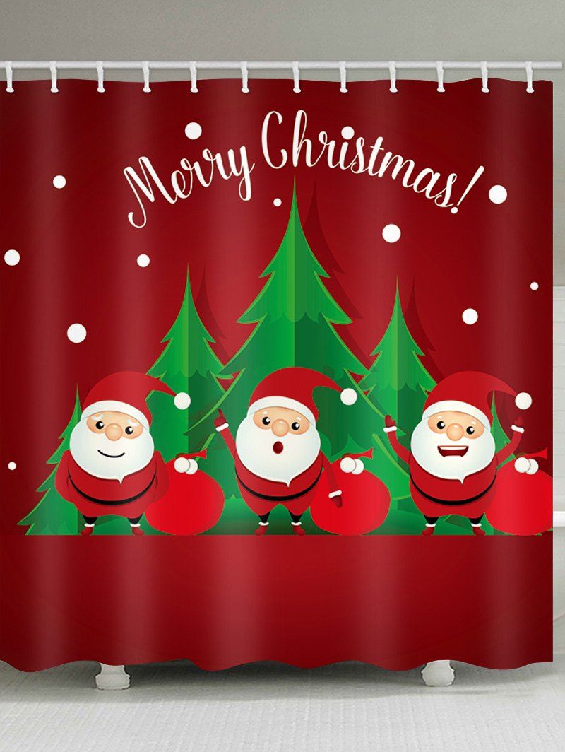 

Christmas Forest Santa Claus Print Waterproof Shower Curtain, Multi