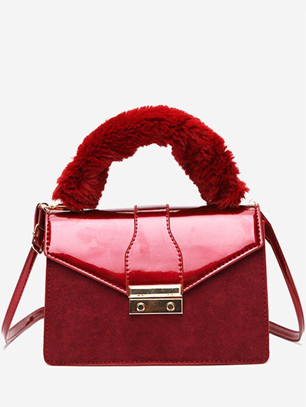

Faux Suede Design Crossbody Bag, Red