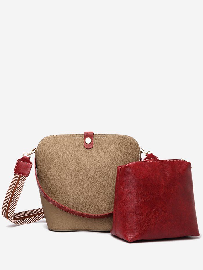 

2Pcs Magnet Hook PU Design Crossbody Bag, Light khaki
