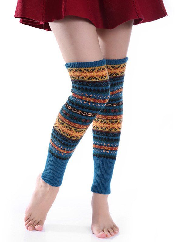 

Bohemian Style Knitted Leg Warmers, Blue ivy