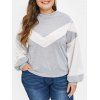 Sweat-shirt Pullover Bicolore de Grande Taille - Gris Clair 1X