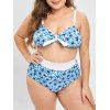Ensemble de Bikini Papillon Rembourré à Taille Haute de Grande Taille - Bleu clair 3X