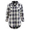 Front Pockets Button Up Checked Shirt - multicolor L