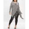 Plus Size Cowl Neck Tassel Longline Sweater - DARK GRAY 1X