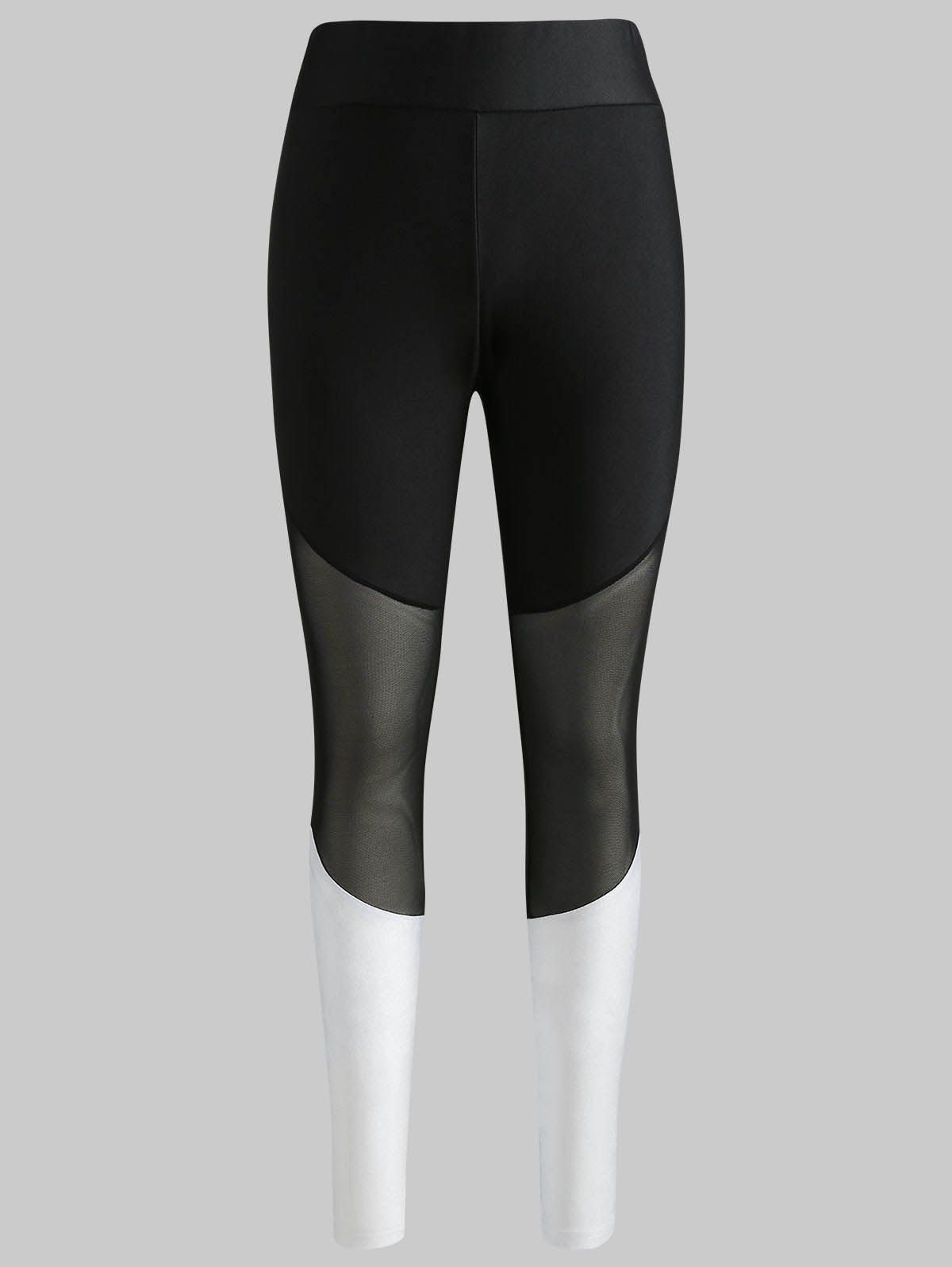 

Contrast Mesh Panel Workout Leggings, Black