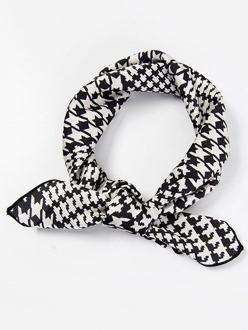 17 Off 2020 Houndstooth Letters Printing Silky Scarf In Natural