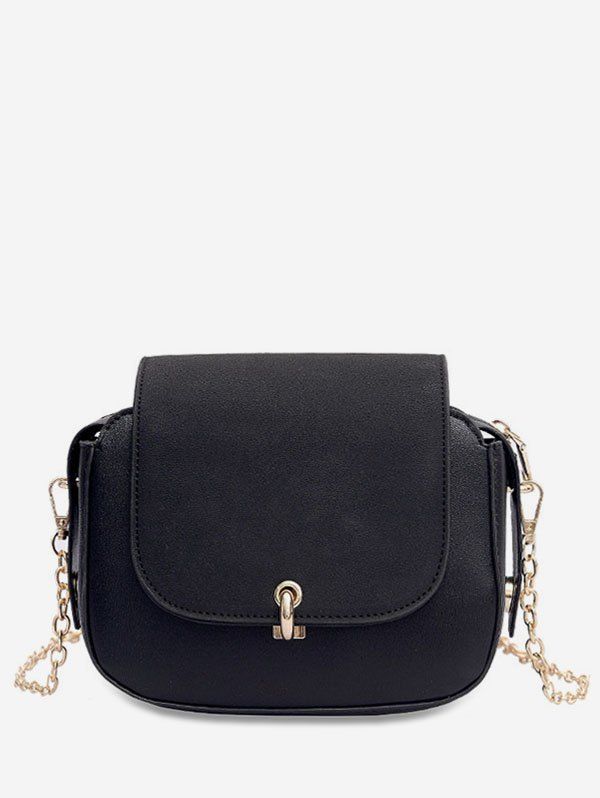 

PU Design Solid Color Crossbody Bag, Black