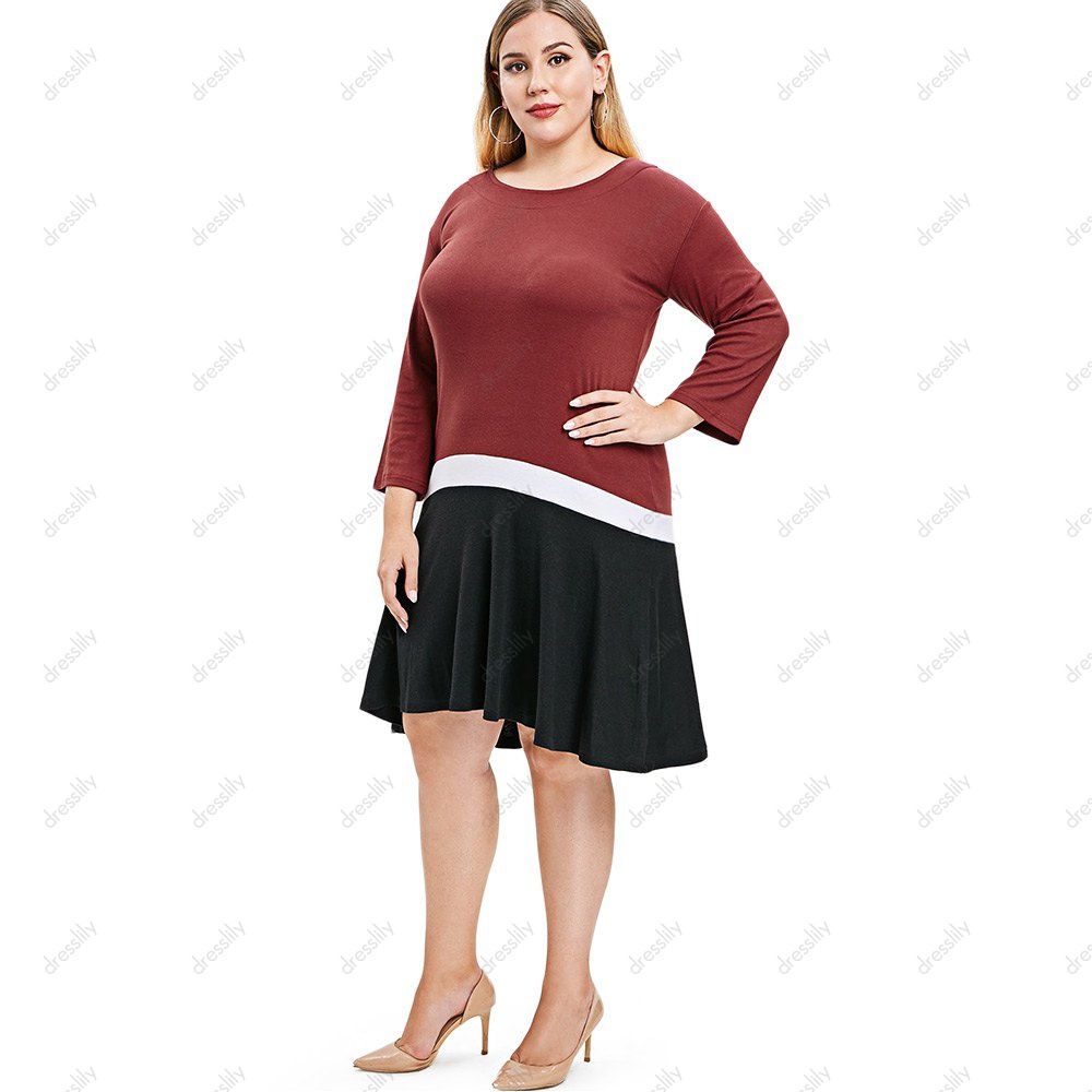 

Color Block Plus Size Tee Dress, Multi