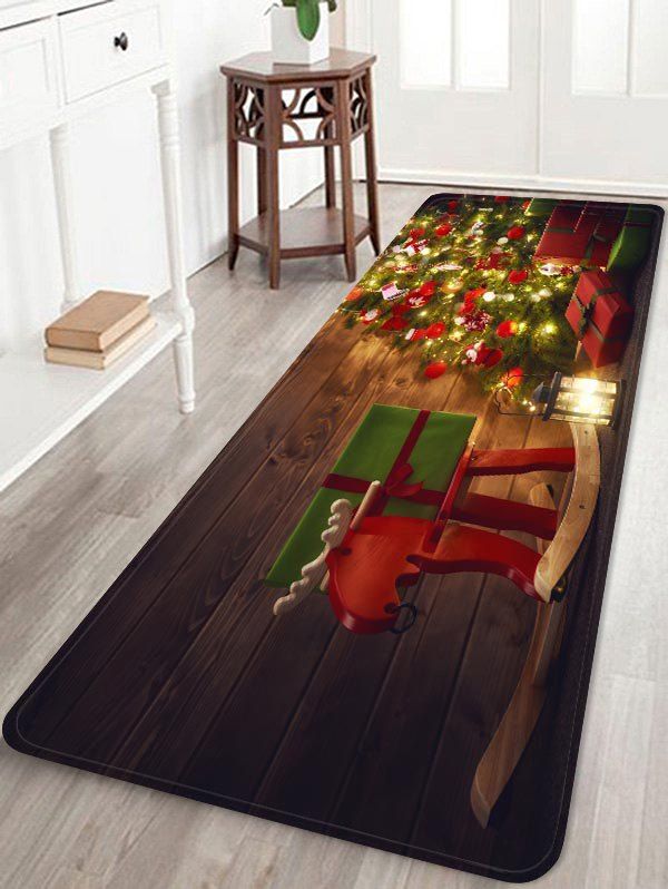 

Christmas Tree Gift Printed Flannel Floor Mat, Medium spring green
