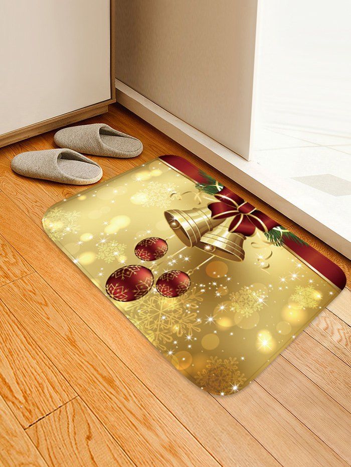 

Christmas Bells Balls Pattern Anti-skid Water Absorption Area Rug, Multi