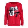 Sweat-shirt de Noël Cadeaux Imprimé avec Nœud Papillon - Rouge M