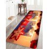 Tapis de Sol de Noël Cadeau et Bougie Imprimés en Flanelle - Rouge Lave W24 X L71 INCH