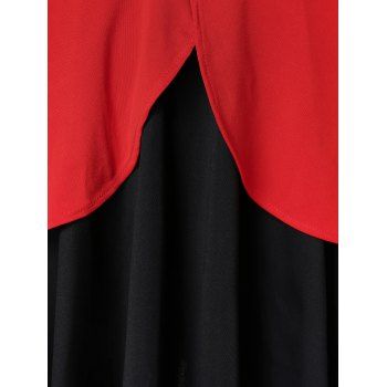 

Plus Size Half Sleeve Ruched Long T-shirt, Red