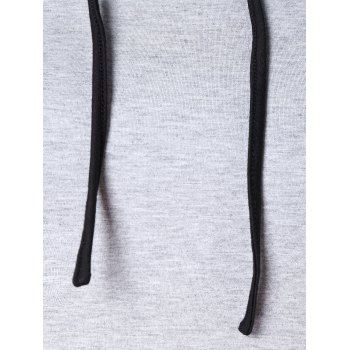 

Plus Size Contrast Long Sleeve Drawstring Hoodie, Light gray