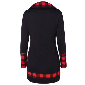 

Turtleneck Tartan Tunic Sweatshirt, Black