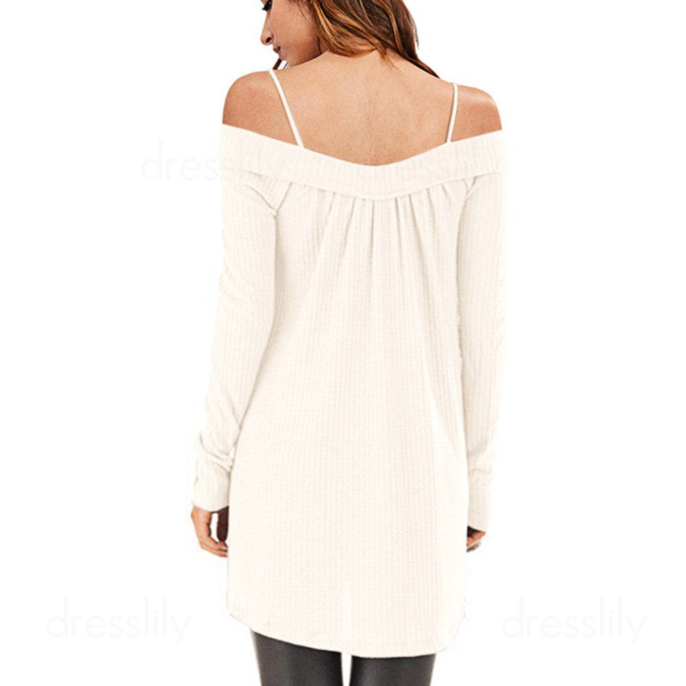 cold shoulder crisscross tunic sweater