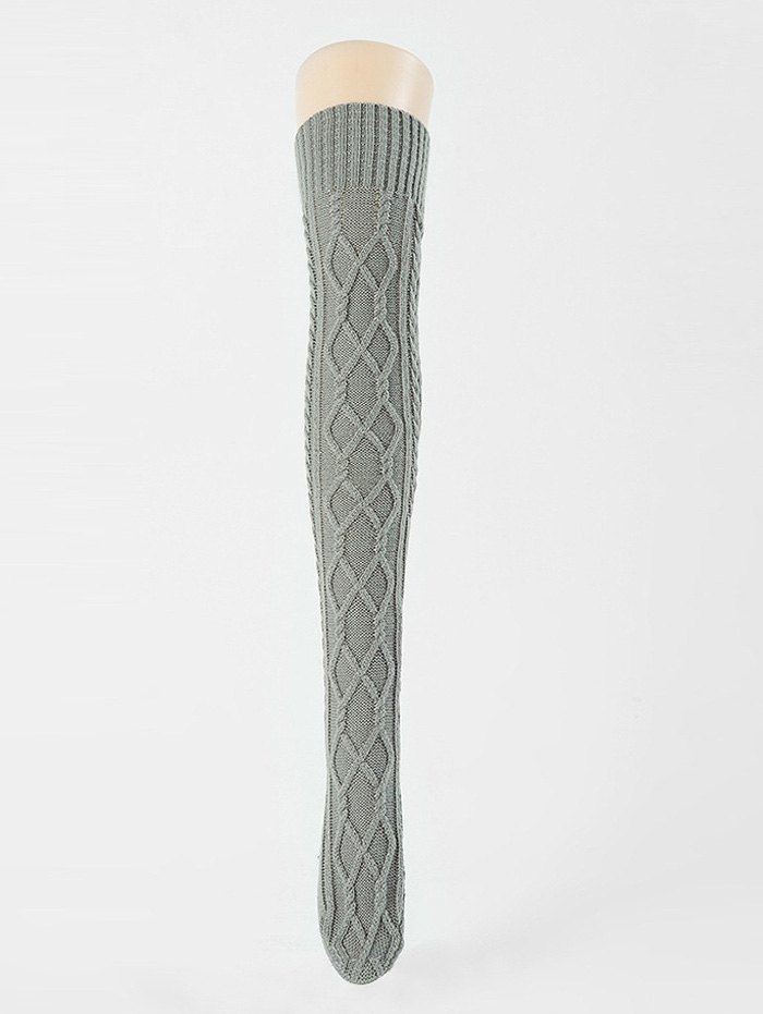 

Winter Geometric Pattern Knitted Hose Socks, Battleship gray