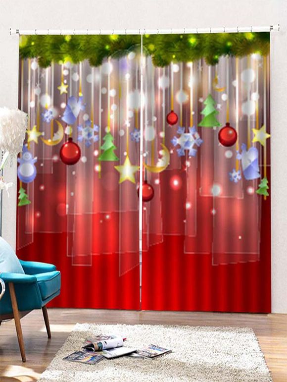 Rideaux de Fenêtre de Noël Imprimé 2 Pièces - multicolor W28 X L39 INCH X 2PCS