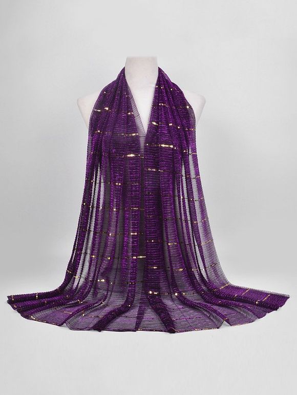 Echarpe Longue Décorative Vintage Sequins - Violet Aimable 