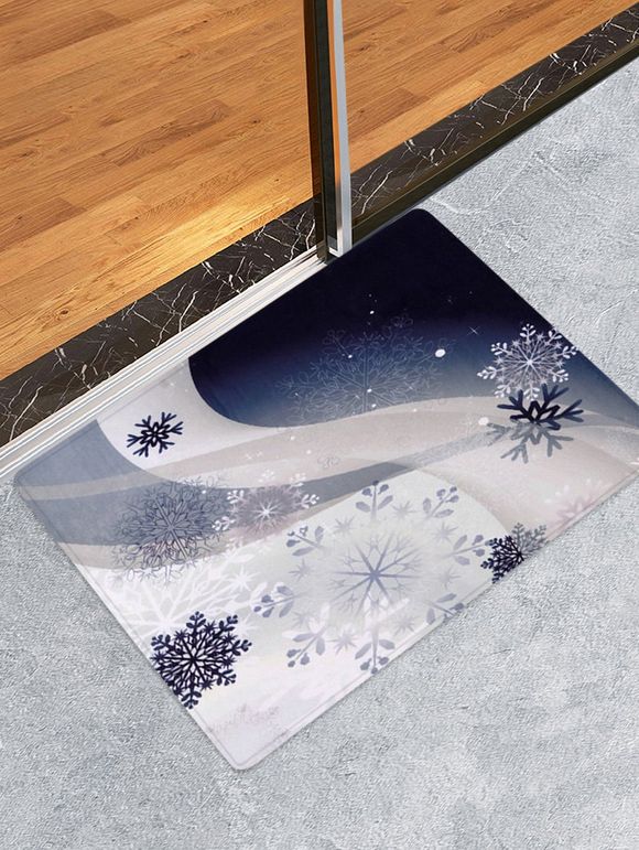 Tapis de Sol de Noël Flocon de Neige Imprimé en Laine - Blanc W24 X L35.5 INCH