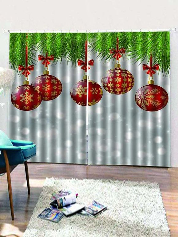 Rideaux de Fenêtre de Noël Boule Imprimée 2 Pièces - multicolor W28 X L39 INCH X 2PCS