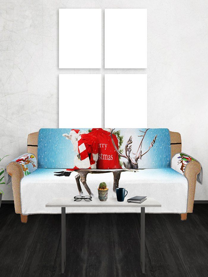 

Christmas Santa Elk Pattern Couch Cover, Multi