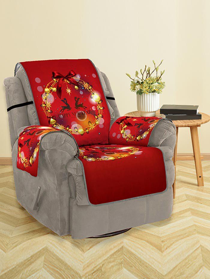 

Christmas Ball Wreath Pattern Couch Cover, Red