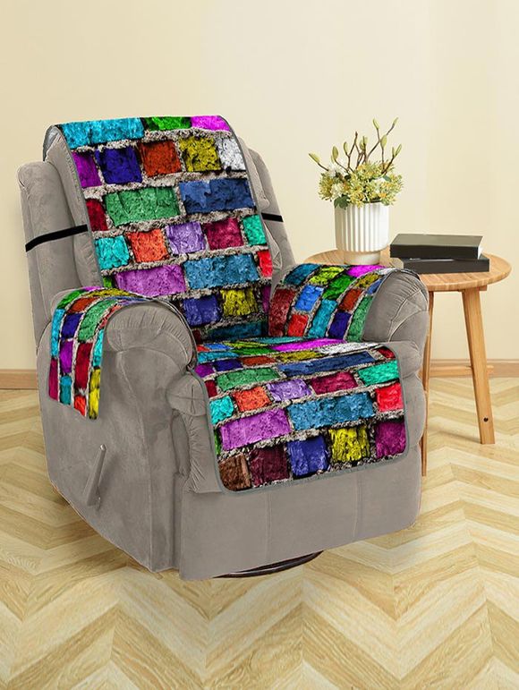 Housse de Canapé Motif Mur en Briques Colorées - multicolor SINGLE SEAT
