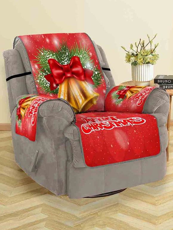 Housse de Canapé Motif Cloches de Noël - Rouge SINGLE SEAT