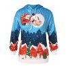 Sweat-shirt à Capuche Cheval et Père Noël Imprimés de Grande Taille - Bleu Dodger 2X
