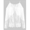 Haut Court en Dentelle Transparente à Epaule Dénudée de Grande Taille - Blanc 4X
