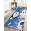 Tapis de Sol Père Noël Bonhomme de Neige et Flocon de Neige Imprimés en Laine - Bleu Lierre W16 X L47 INCH