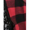Asymmetric Lace Long Sleeve Plaid Dress - CHERRY RED XL