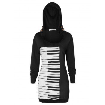 

Plus Size Musical Notes Pullover Hoodie, Black