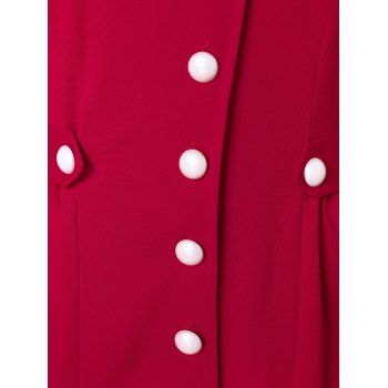 

Plus Size Button Up High Low Skirted Coat, Red wine